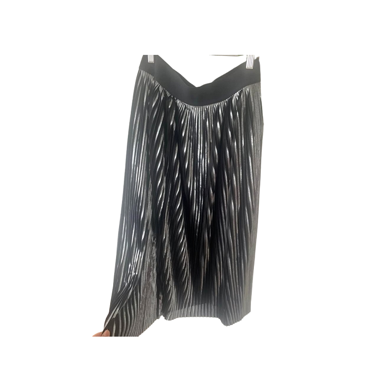 Promod Black Metallic Pleated Skirt
