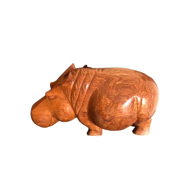 Wooden Hippo Sculpture
