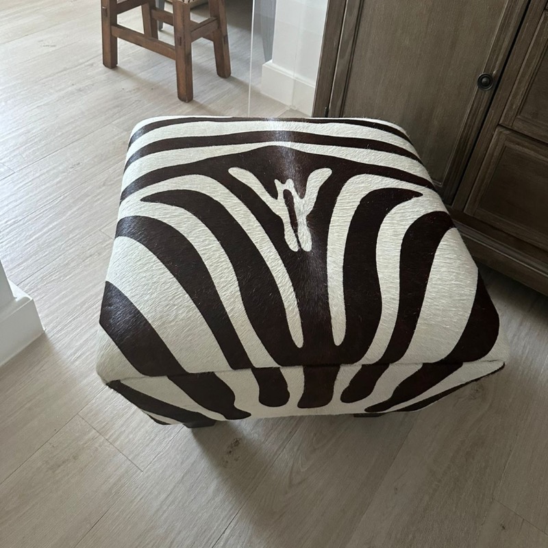 Zebra hide ottoman