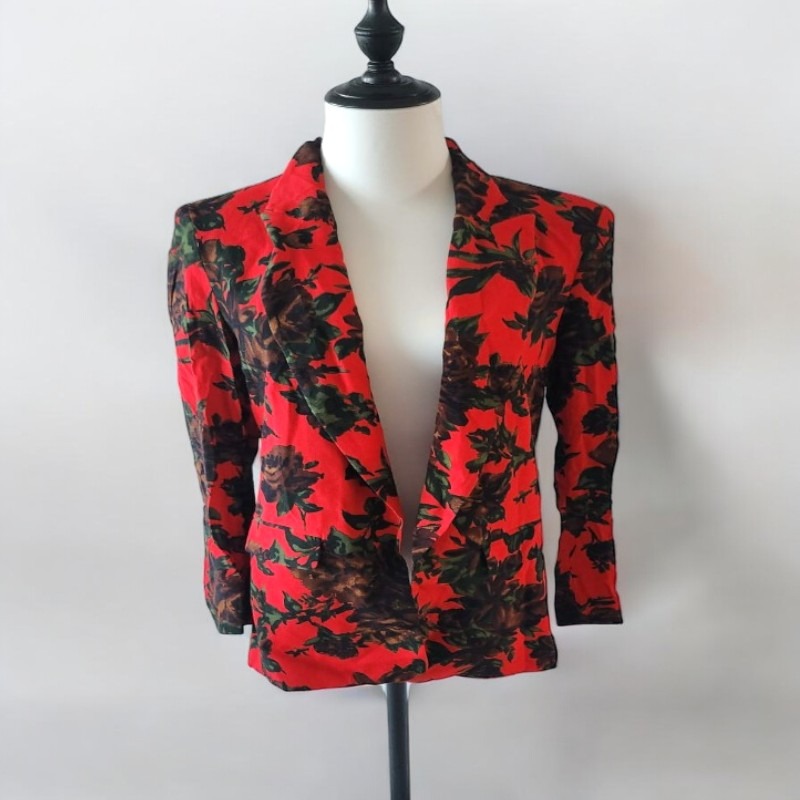 Floral Red Blazer