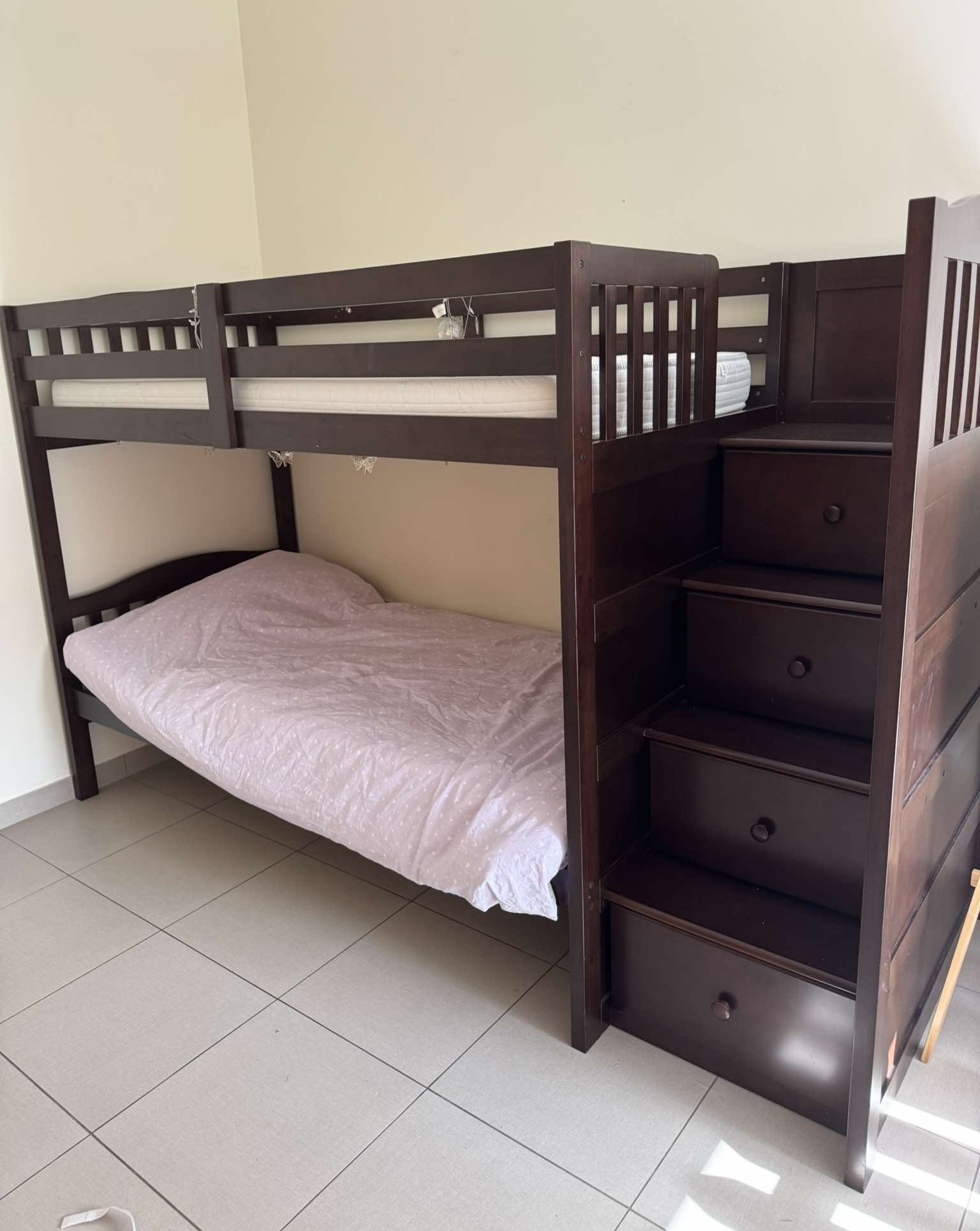 Pottery Barn bunk bed with drawers in the stairs