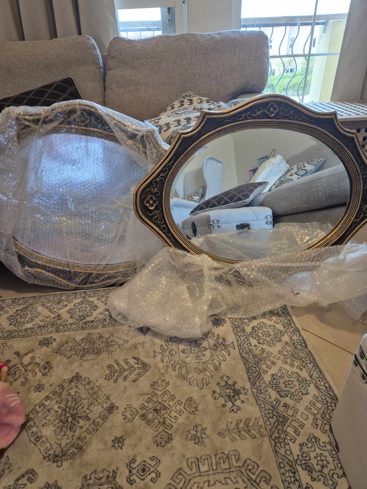 Set of Two Vintage Oval Hanging Mirrors