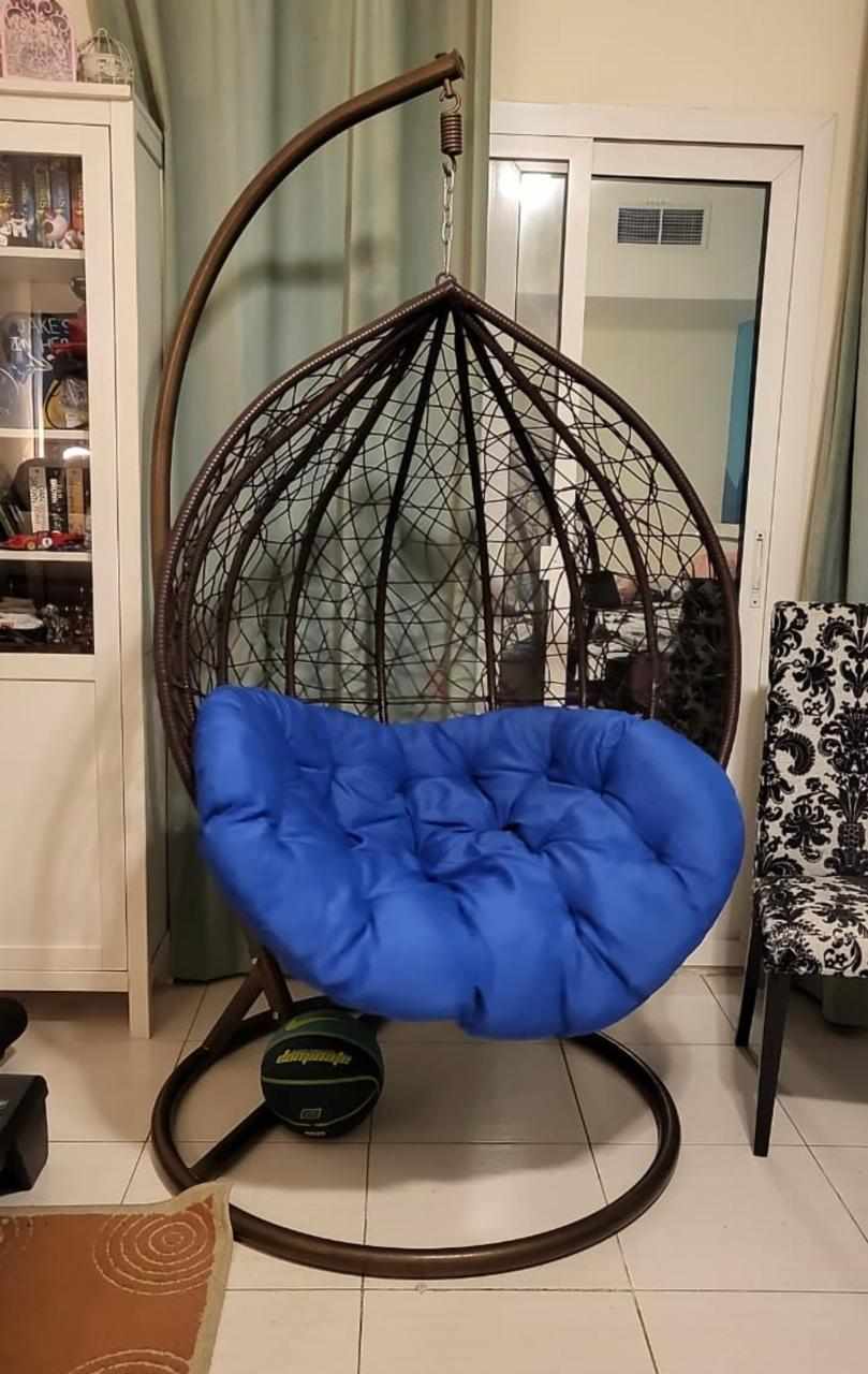 Danube 1-Seater Swing Chair with Blue Cushion