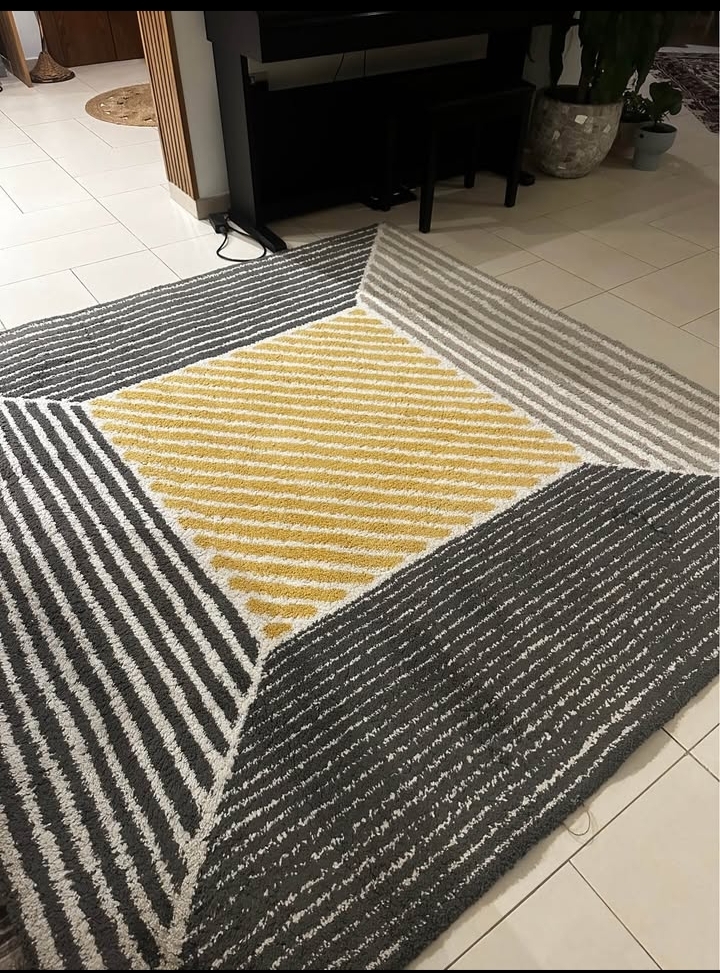 IKEA Carpet - White, Brown and Yellow Stripes