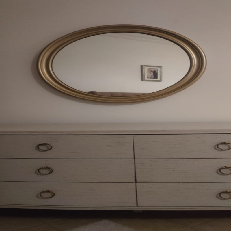 Marina Home White Dressing Table with Round Mirror