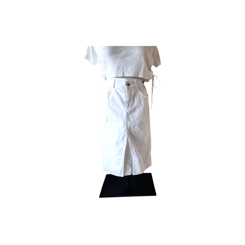 White Long Denim Skirt