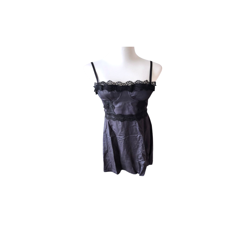 Black Lace Spaghetti Strap Slip Dress