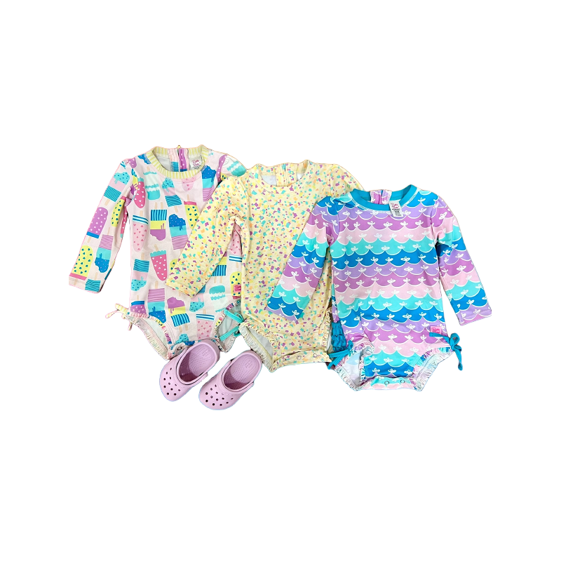 Pack of 3 Baby Swimsuit UPF 50+ RUFFLE BUTTS