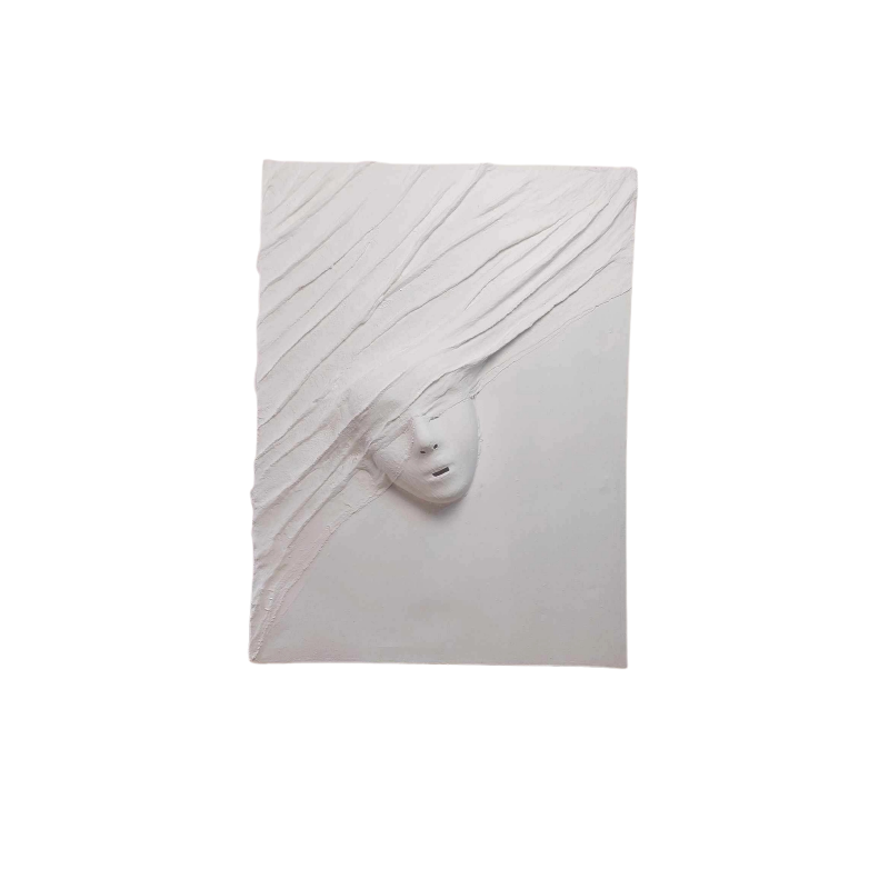 Textured  Face Sculpture Wall Painting