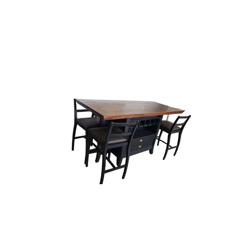 Dining Table with 6 Chairs, Drawer and Shelves
