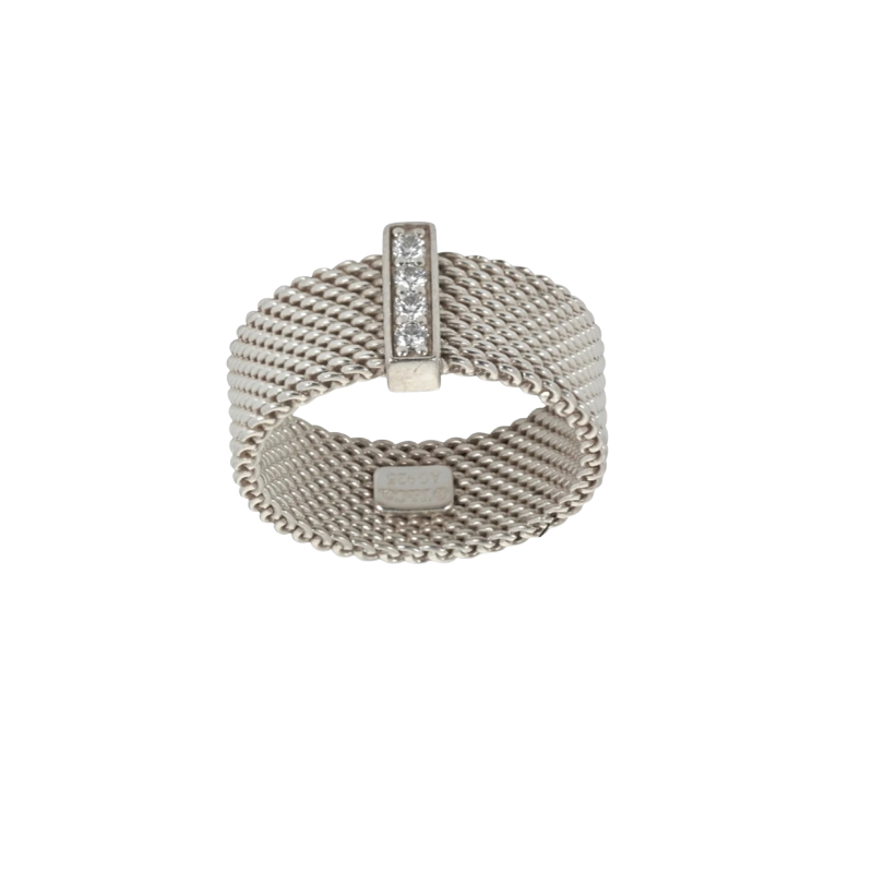 Tiffany & Co. Somerset Mesh Ring with Diamond Accents - Size 7