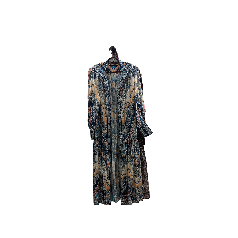 Multicolor Abstract Pattern Long-Sleeve Dress