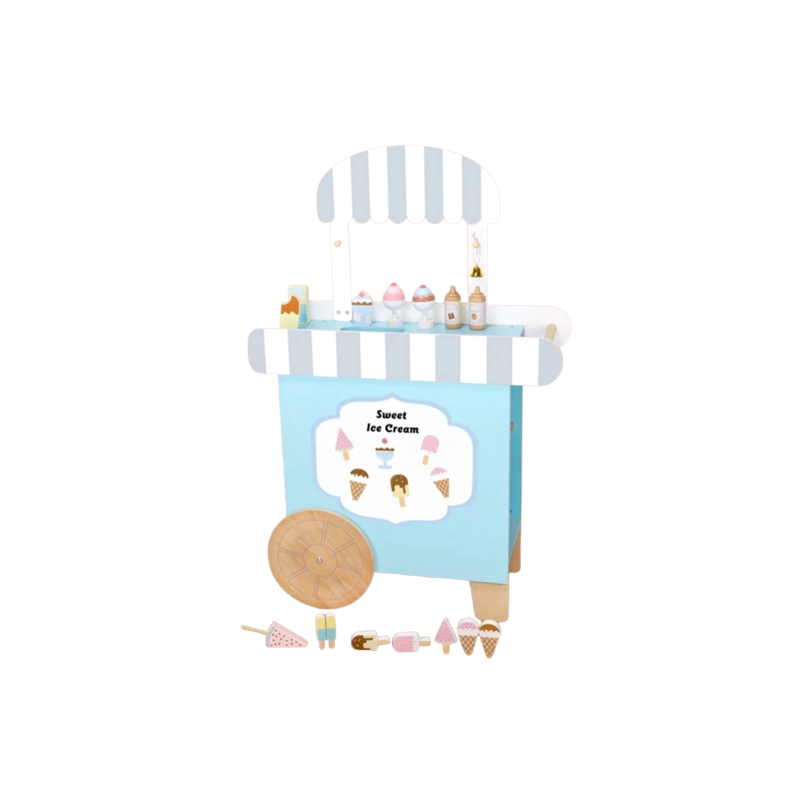 Wooden Ice Cream Truck Push Cart