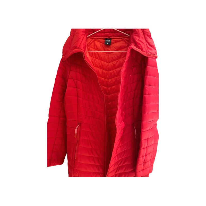 Tchibo Bright Red Long Quilted Puffer Jacket