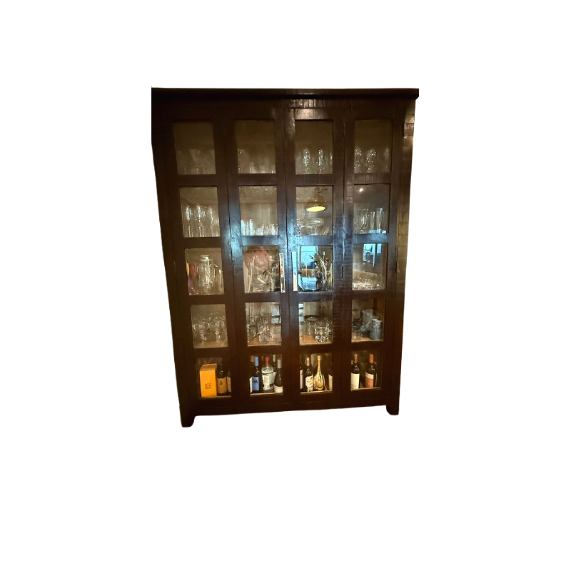 Elegant Solid Wood Display Cabinet with Glass Shelving