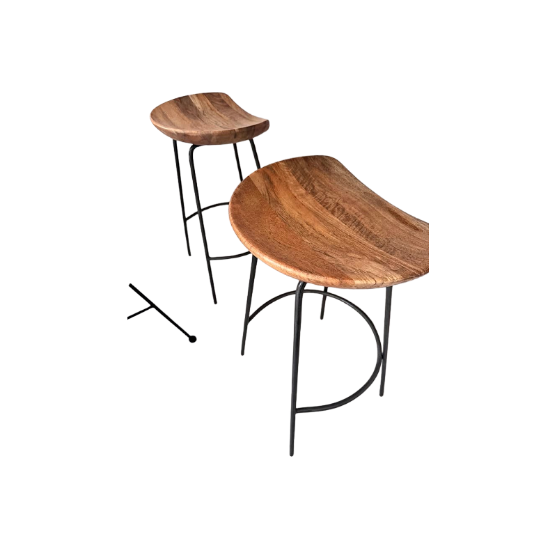 2 x West Elm Wooden Bar Stools