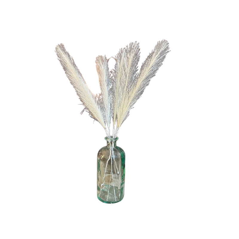 Glass vase + feathery pampas